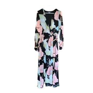 Wondrous Water Lillies Floral Print Maxi Dress Womens Xl